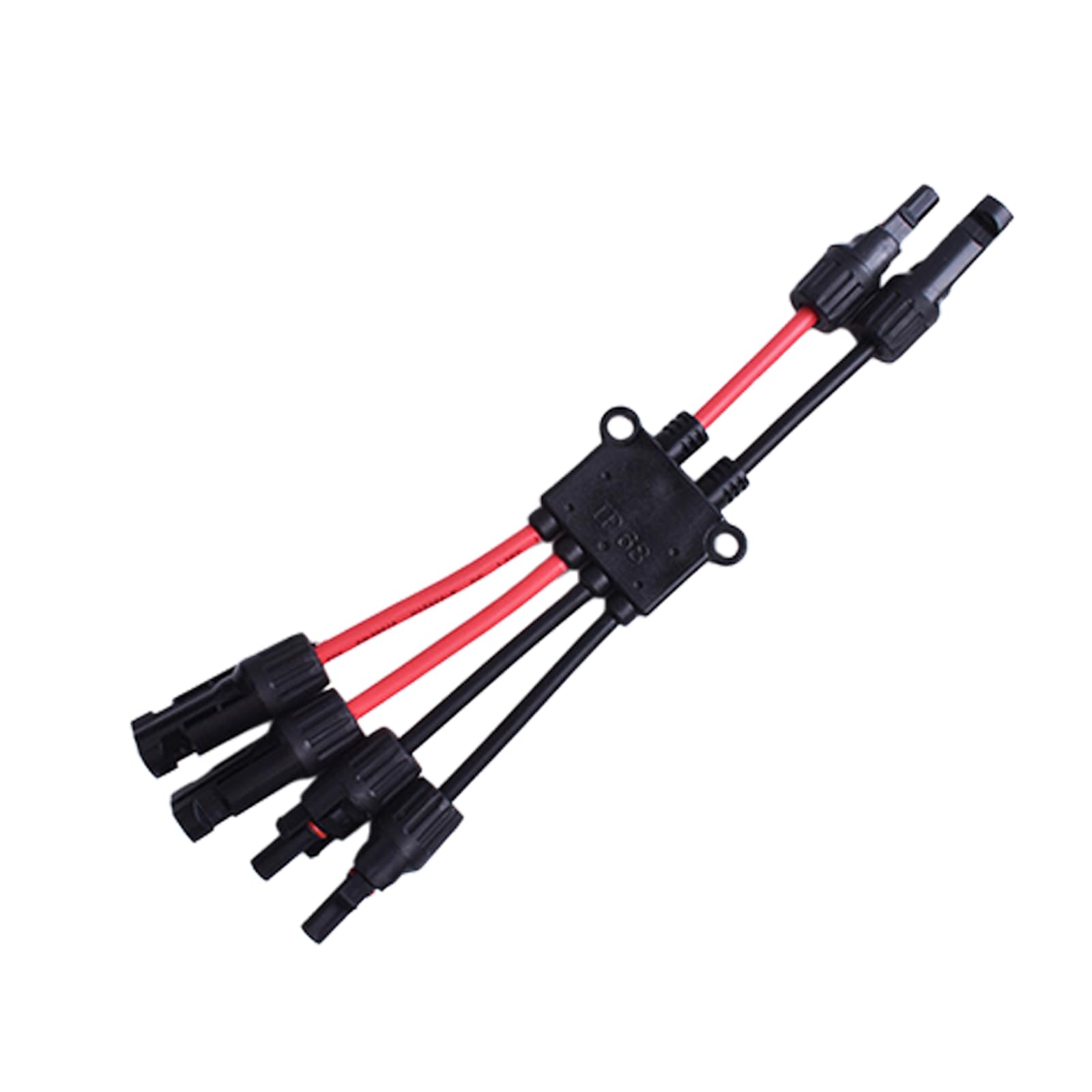 Dailibeer Men's 4 In 2 Out Solar Power Extension Panel Wiring Splitter Connector, Red And Black Y Shape Solar Cable Splitter Task Solar Splitter Solar Power Cable Adapter Panel Wiring Connector Y Shape Red