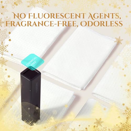 Image of Christmas Disposable Face Towels XL, 50 Count | Ultra Soft Makeup Remover Dry Wipes for Sensitive Skin, Magnetic Gift Box, Stocking Stuffers for Women
