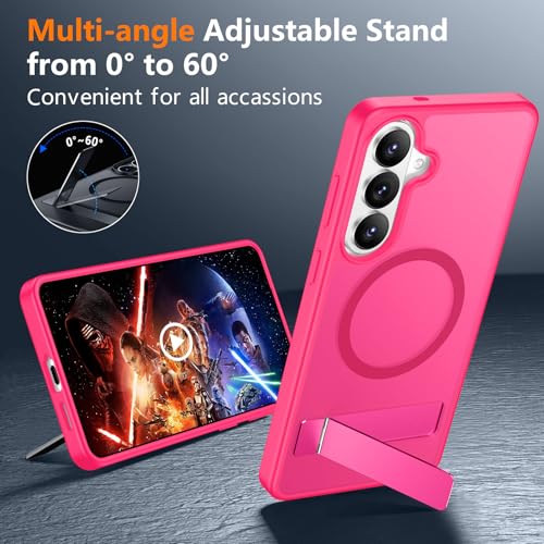 Image of SPIDERCASE Magnetic for Samsung Galaxy S26 Plus Case, with [3 Stand Ways][ Military Grade Drop Protection] with Invisible Stand Shockproof Slim Case for Samsung Galaxy S26 Plus 6.7 inch, Rose Red