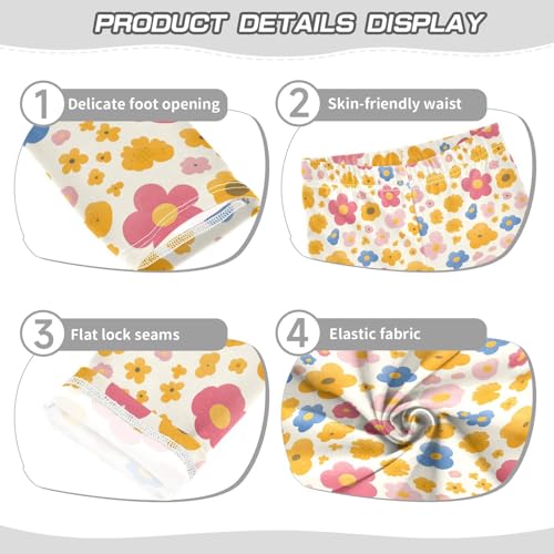 KLL Flower Pink Yellow Toddler Girl Cotton Leggings Stretchy Full Length Lounge Pants Exercise3