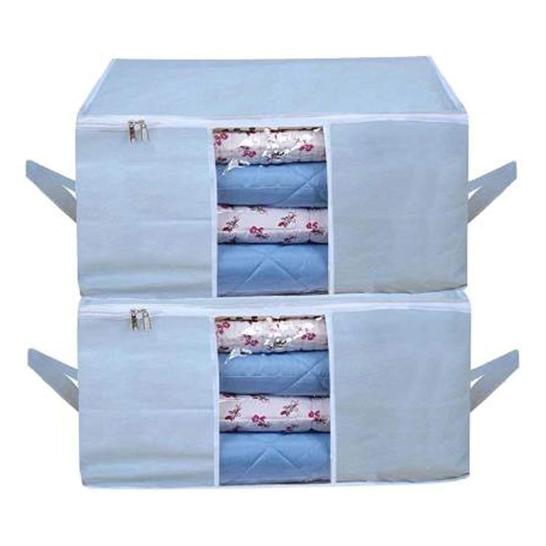 Whitekrafts large Underbed Storage Bag, Storage Organizer, Blanket Cover with Side Handles (Set of 2 Pieces) - Grey-image-11