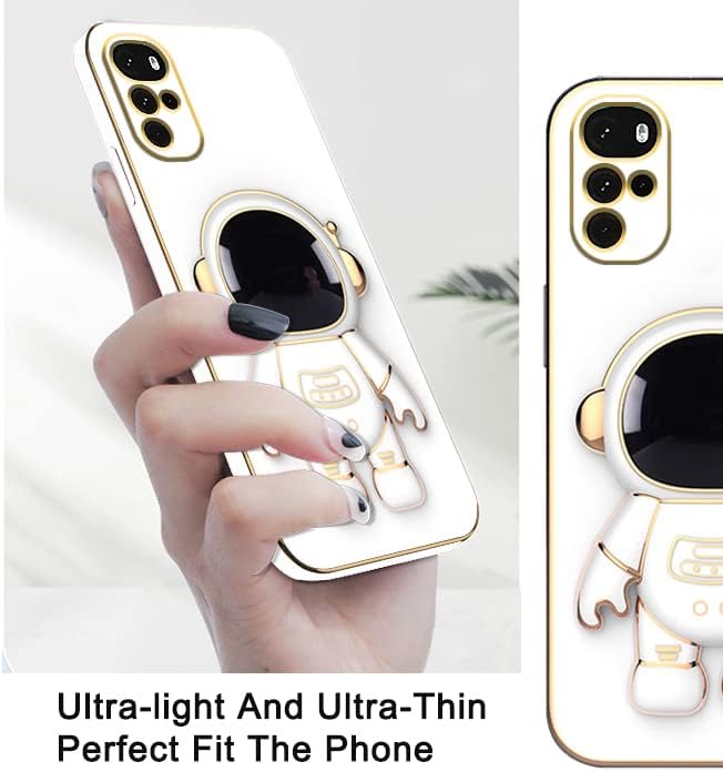 Miniatura 3 de Compatible con Motorola Moto G22 Funda con chapado creativo astronauta caricatura rosa, para Motorola Moto G22 Funda de teléfono de silicona a