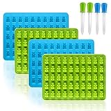 Gummy Bear Mold, Kmeivol Gummy Molds, 4 Pack Gummy Mold, 50 Cavity Silicone Gummy Bear Molds with Dropper