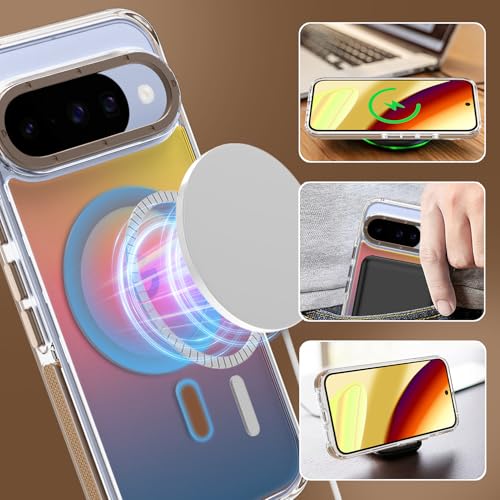 Image of Magnetic Case for Google Pixel 10 /10 Pro [Compatible with Magsafe] [Cute Fashion Fluorescent Design] Shockproof Slim Translucent Matte Case for Pixel 10 /10 Pro 6.3 inch, Desert