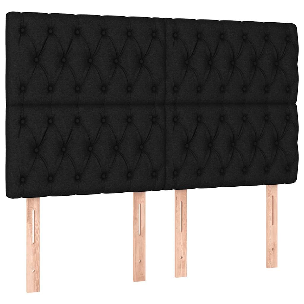 tkanina z regulowanym zagłówkiem LED 160x200 cm czarny | Łóżko kontynentalne z materacem 160x200 cm czarne tkanina z regulowanym zagłówkiem i LED