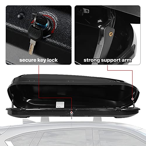 Image of DNA Motoring Extra Long XXL Rooftop Cargo Carrier Luggage Case Lockable Heavy Duty Roof Storage Box w /Lock+Keys, 110Lb Capacity, 17 Cubic Ft.(Glossy Black),PT-ZTL-8295-GSBK