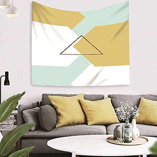 Tapiz de pared hexagonal y triangular KnSam de poliéster lavable en blanco, azul y amarillo 8