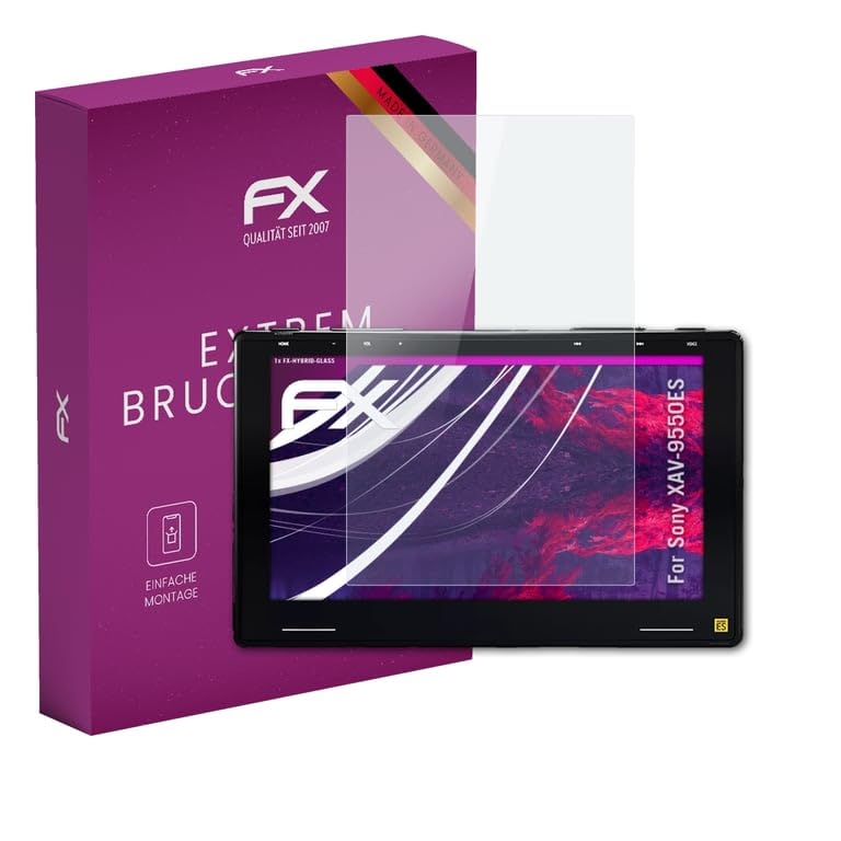 atFoliX Plastic Glass Protective Film compatible with Sony XAV-9550ES Glass Protector, 9H Hybrid-Glass FX Screen Protector