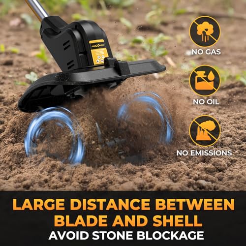 image for TREXEEN Cordless Tiller Cultivator for Dewalt 20v Max Battery, 360RPM 
