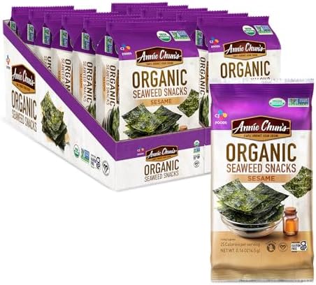 Annie Chun's Organic Seaweed Snacks, Sesame, USDA Certified Organic, Vegan, Gluten Free & Non-GMO, 0.16 Oz (Pack of 12)