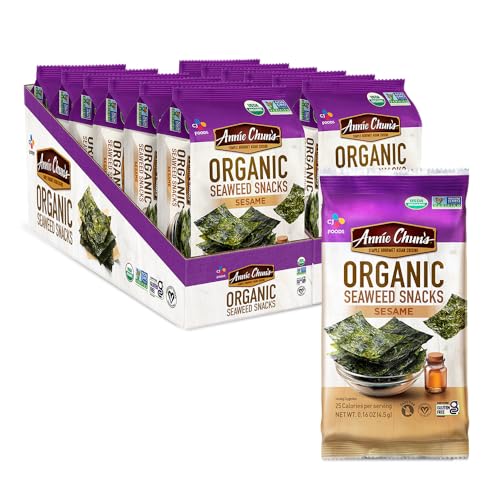 Annie Chun's Organic Seaweed Snacks, Sesame, USDA Certified Organic, Vegan, Gluten Free & Non-GMO, 0.16 Oz (Pack of 12)