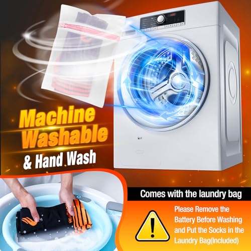 Rechargeable Heated Socks for Men & Women - 5000 mAh, 360° Heating, 4 Heat Modes, Washable Foot Warmers for Winter Activities