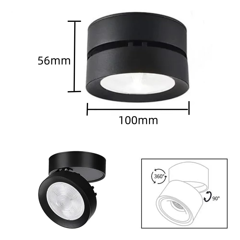 4 Stück 220V 10W LED Glühbirne Scheinwerfer Licht Aufputz Ultra dünn kreisförmig 360 Grad unten Lampe Innenraum Beleuchtung,Warm white