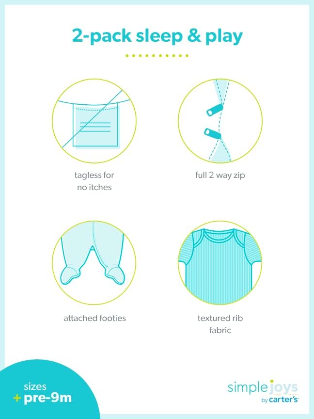 Simple Joys by Carter's baby-boys 2-pack 2-way Zip Textured Sleep and Play - Image 4