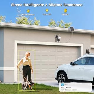 Xega 4G SIM Telecamera Esterno con Pannello Solare【Doppio Obiettivo】 14400mAh 2K HD PTZ Telecamere Senza Fili con Scheda SIM, Rilevamento Umano, Visione Notturna, Rotazione 355°/100°, TF/Cloud XG-08