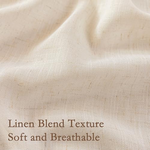 Image of MYSKY HOME Boho Cream Curtains with Macrame 72 Inch Length, Semi Sheer Drapes for Living Room Privacy Protect Rustic Farmhouse Style Back Tab for Doorways, 50 inch x 72 inch, Natural,2 Panels