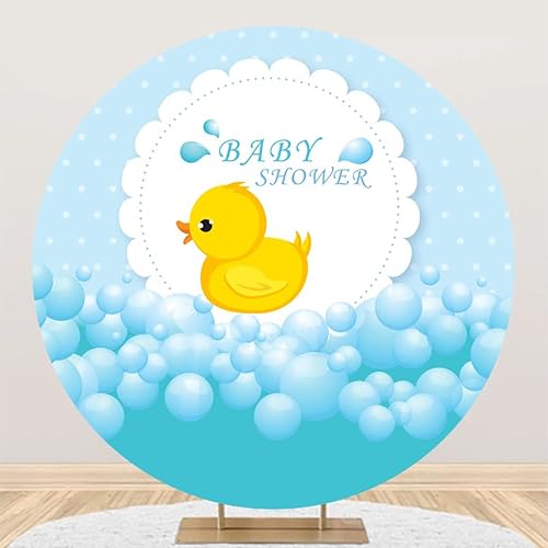 DORCEV Diámetro 7.5 pies - Cubierta redonda para telón de fondo para baby shower, lindo pato amarillo para tomar baño, fondo de fotografía para