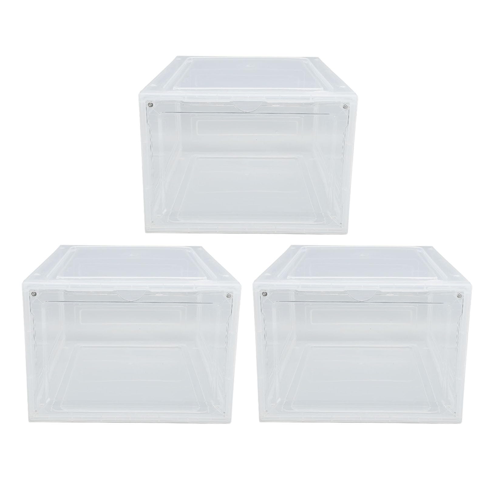 Sorandy Caja de Almacenamiento de Zapatos, Organizador de Zapatos Apilable Transparente con Apertura Lateral Gruesa y Puerta Frontal Magnética para, Ropa, Sombreros, Juguetes, 34,5x27,2x19cm