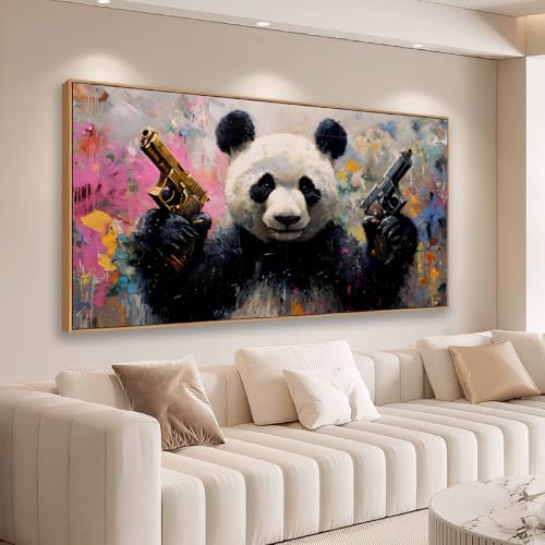 Sorbrozo Abstract Panda Canvas Wall Art - Vibrant Pop Art
