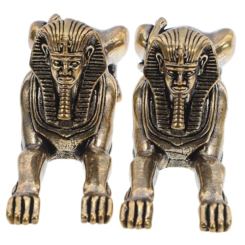 CVUTOVO 2個真鍮製?身人面像 彫刻品 古代装飾品 室内用スフィンクス置物 デスクトップ装飾 インテリアコレクション用