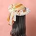 COSDREAMER Girls Women Tea Party Sun Hat Lace Ribbons Straw Hats (Yellow)