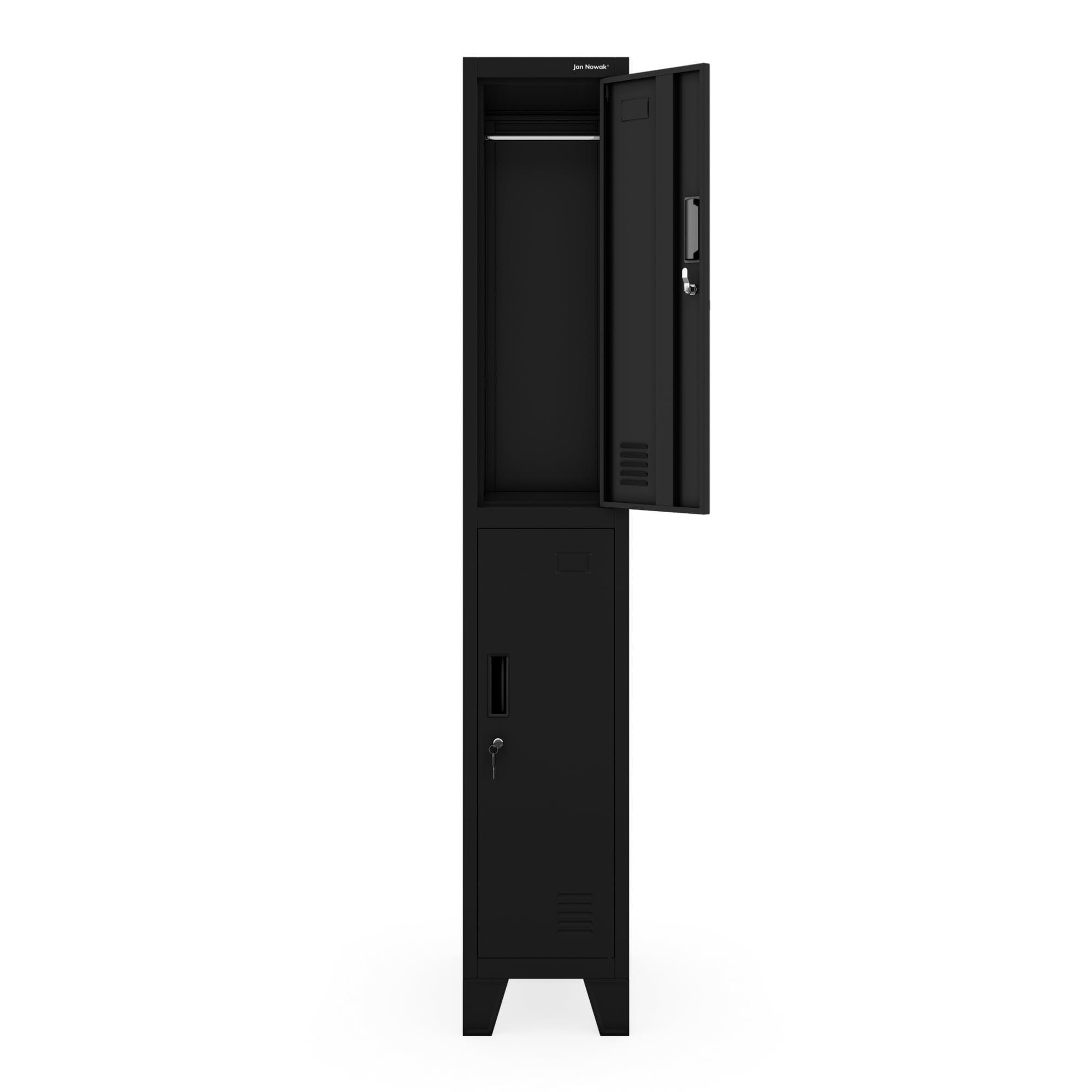 Jan Nowak Armoire Vestiaire Métallique 2 Casiers Verrouillables 172x30x45cm | Vestiaire professionnel en acier, 2 casiers verrouillables avec tringle et ventilation, pour vêtements et effets personnels