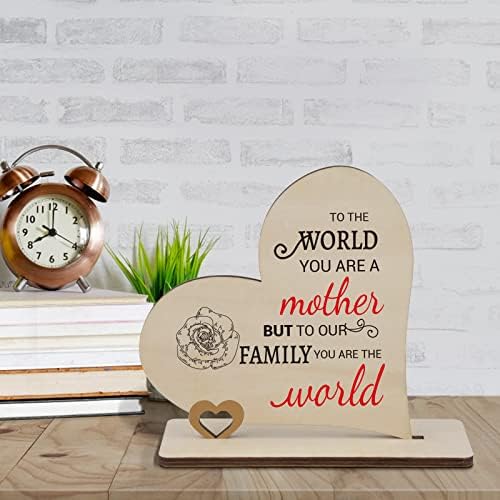 Funnli Gifts for Mum, Handmade Heart Wooden Plaque Card with Sayings, Mum Gifts Wood Ornaments 14 * 14 cm Mummy Presents, Mothers Day Birthday Gifts for Mum from Daughter Son