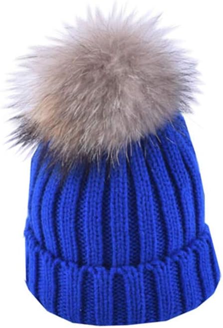 Autumn Winter Warm Handmade Knit Beanie Parent-Child Fur Pompom Hat