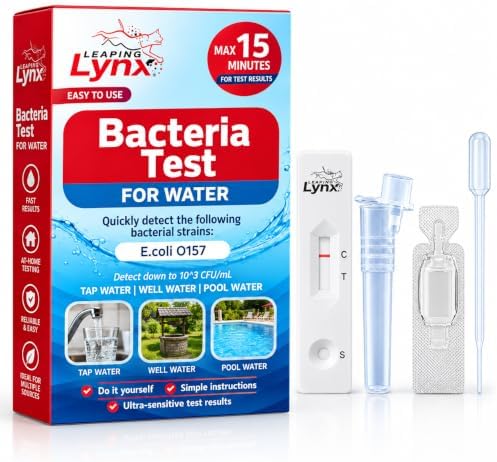 E. coli O157 Bacteria Water Test Kit – 15-Minute Rapid Drinking Water Test for Well, Tap, City, Pool & Spa Water – E. Coli Water Quality Testing Kit for Home, Easy At-Home Bacterial Screening