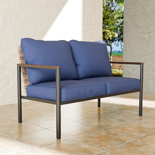 INTER HUT Cabana Chic Modern Wicker Outdoor Patio Sofa, 2