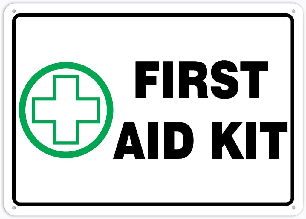 8"x12" Rust Free Aluminum Metal Sign - First Aid Kit - Weather Resistant, Durable, Easy To Mount