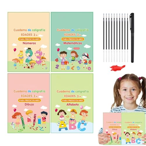 Generisch Deutsche Magisches Heft, Magisches übungsheft, Magische Vorschule Übungshefte, Wiederverwendbar Handschrift Kalligraphie Heft für Kinder Kalligraphie Zahlen Zeichnung Buchstaben