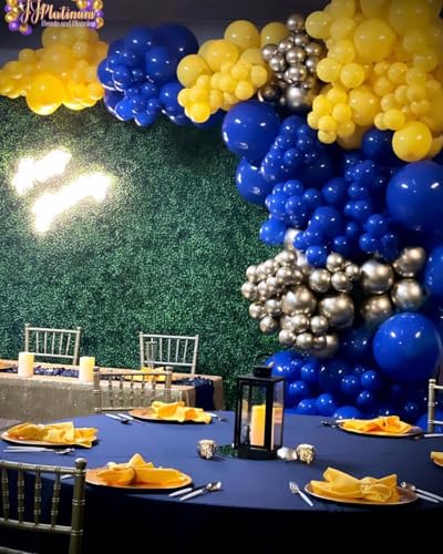Image of KBZVNAF Blue and Yellow Latex Balloons - 60 Pack 12 inch Royal Blue Yellow Confetti Party Balloons for Birthday, Baby Shower, Wedding, Graduation Party Decorations