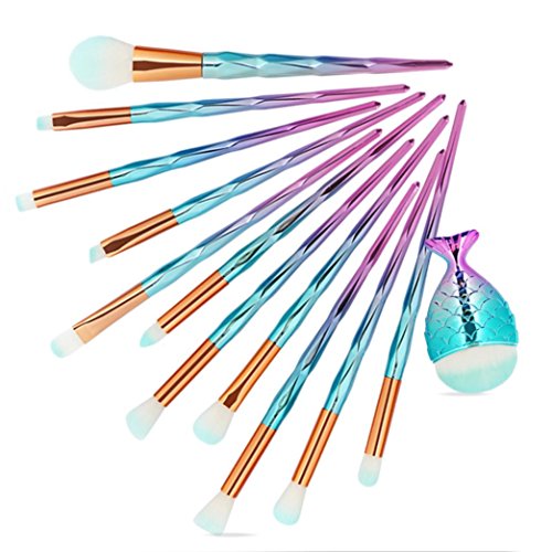 Gusspower Set de brochas de maquillaje profesional 12 piezas Pinceles de maquillaje Set Premium Synthetic Foundation Brush Blending Face Powder Blush Concealers Kit de pinceles (A)