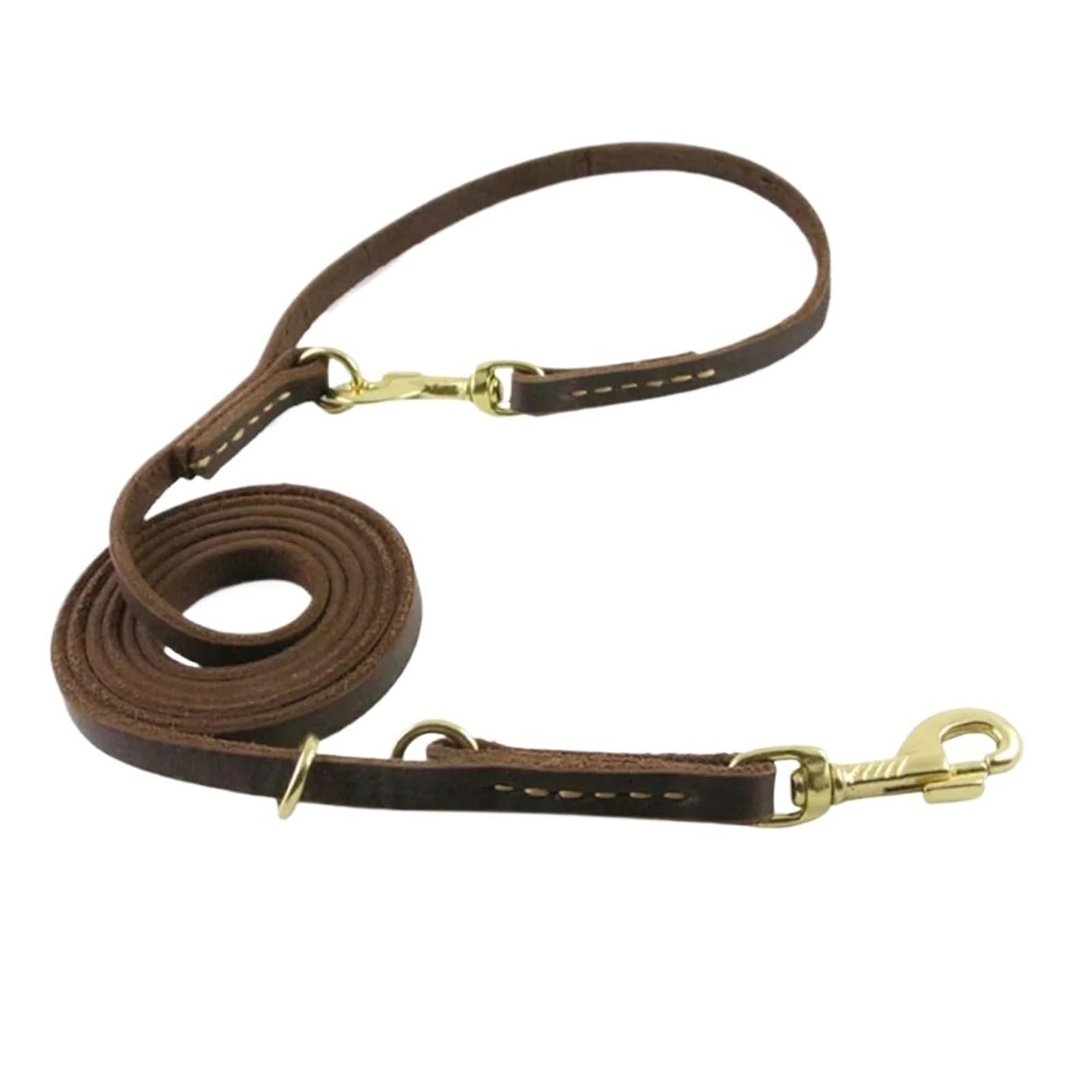 Laisse multifonctionnelle en Cuir véritable for Chiens de Petite, Moyenne et Grande Taille(Brown,1.0 * 240cm)