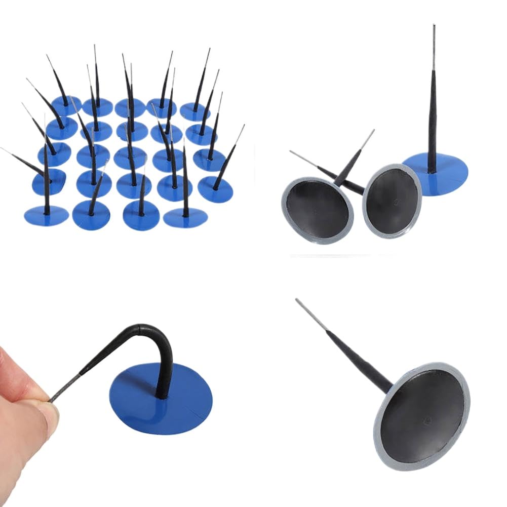 Kit patch per riparazione pneumatici tubeless compatibile con auto e moto Set da 24 pezzi Tipo a fungo cablato da 4,5 mm