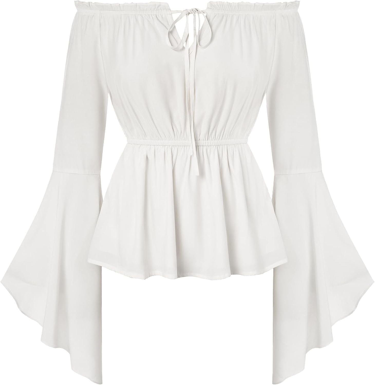 SCARLET DARKNESS Renaissance Shirt Women Peasant Blouse Bell Sleeve Off Shoulder Tops Pirate Costume