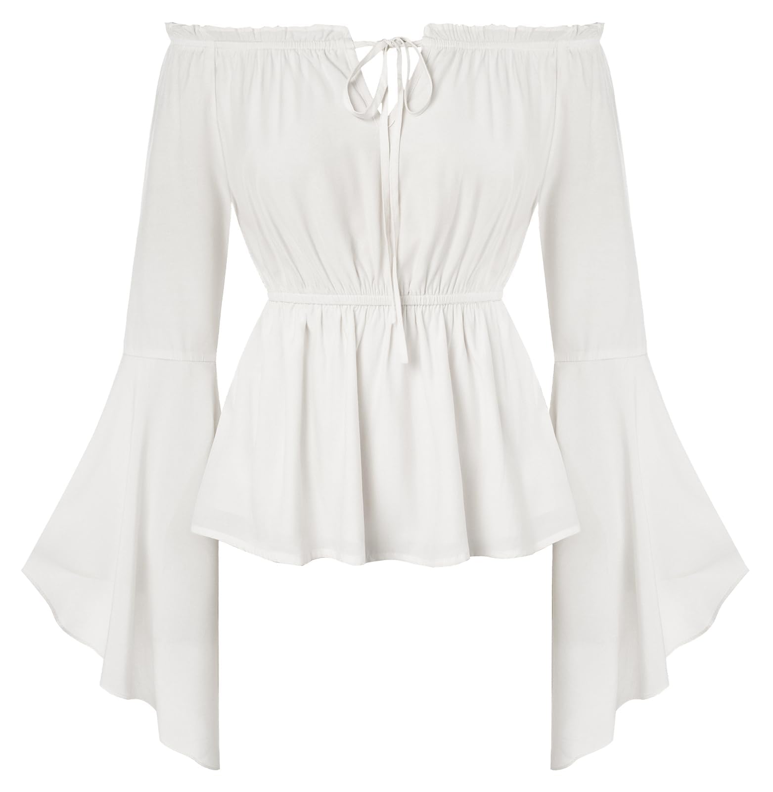 SCARLET DARKNESS Renaissance Shirt Women Peasant Blouse Bell Sleeve Off Shoulder Tops Pirate Costume