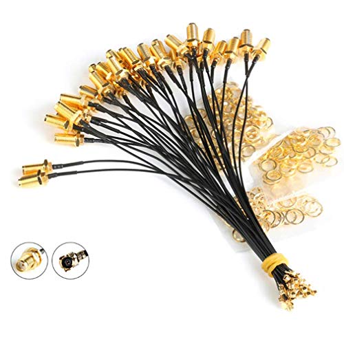 Hailege 5pcs IPX-1 U.FL to SMA Female Pigtail Antenna Wi-Fi Coaxial Low Loss Cable 6 inch (15cm), Gold, 6 inches