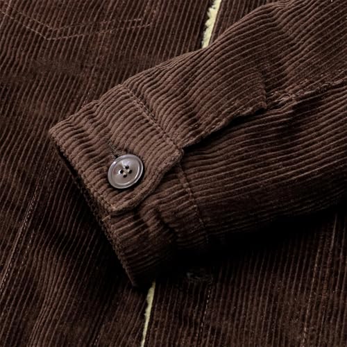 Image of Men's Corduroy Jacket Trucker Coat | Warm corduroy outwear with soft sherpa lining, classic button down outerwear for cold winter daily use