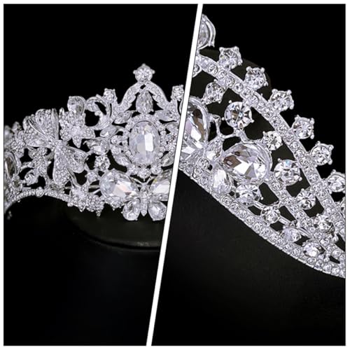 Accesorios de pelo POPETPOP con tiara de plata para novias 5