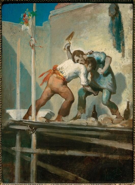 Art Mural Raufende Maurer Honoré Daumier pour raviver un mur blanc