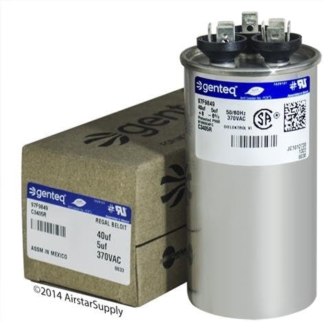 R100335-08 - 40 + 5 uf MFD 370 Volt VAC - Lennox Round Dual Run Capacitor Upgrade