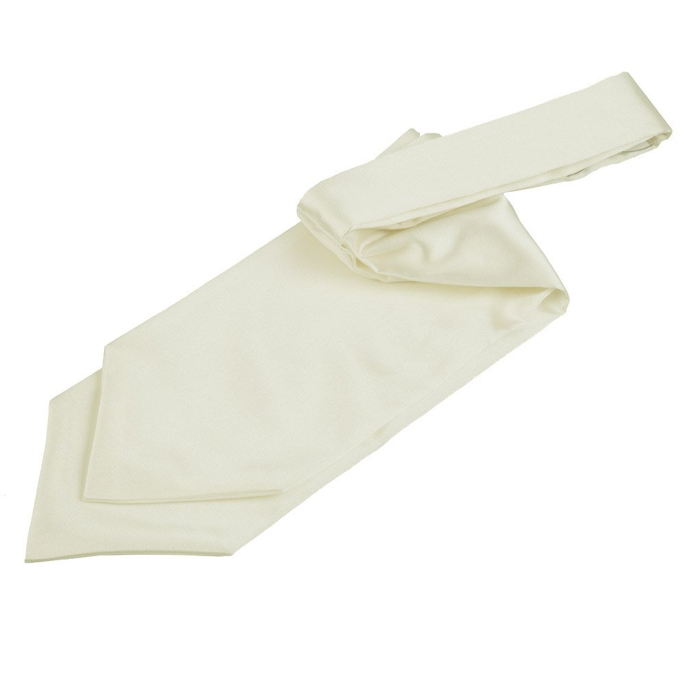 DQT Mens Plain Satin Self-Tie Ascot Cravat – Wedding Groom Formal Suit - Ivory