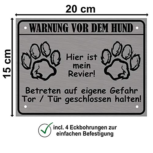LUGUNO Hundeschild Warnung Vor Dem Hund- Hier ist Mein Revier Hunde Warnschild Tor geschlossen halten-2