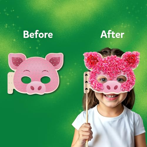 Image of Skillmatics Poke-in Art Animal Masks, Mess Free Fun for Kids, Wooden Craft Kits, Creative Activities, Gifts for Girls Boys Age 4 5 6 7 8 9