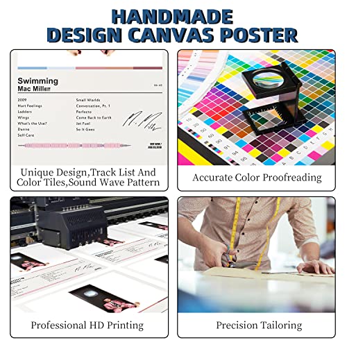 Mac Miller Poster- Swimming Album Cover Poster Print With Track List, Color Tiles And Sound Wave Pattern - 12" X 18" Inches Ready To Frame - Rapper Posters Wall Art Print #TOP2