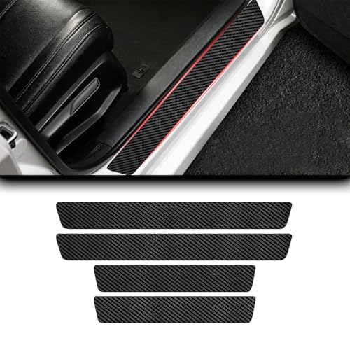 H-Quenby Door Sill Protector for Hyundai i20 III 2026 2025 2024 2023, Carbon Fiber Texture Car Door Threshold Scuff Plate Guard Sticker 4 Pcs Anti-Scratch Waterproof Trim Accessory