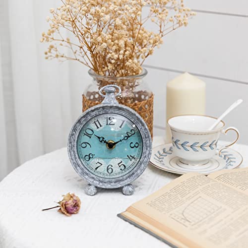 Nikky Home Vintage Coastal Beach Blue Table Clock Home Decor For Kitchen, Bathroom, Living Room, Bedroom, Office #TOP1