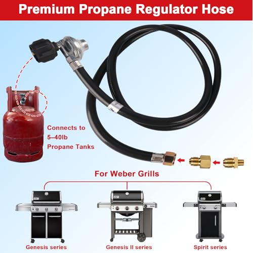 Image of Natural Gas to Propane Conversion Kit for Weber Genesis /Genesis II, 5 Feet Propane Regulator Hose, 14 Precision Orifices (3 Sizes), 3 /8 inch Fittings & Installation Tools - Fits Spirit II 210 /215 /310 /315